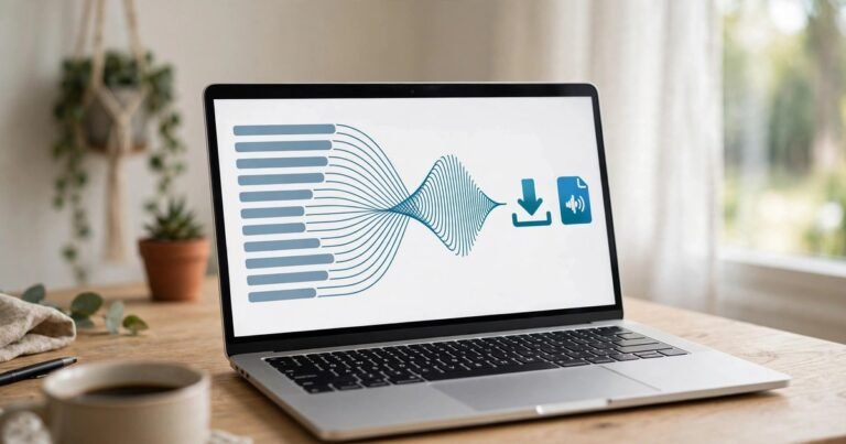 Text turning into sound waves downloading as MP3 audio file