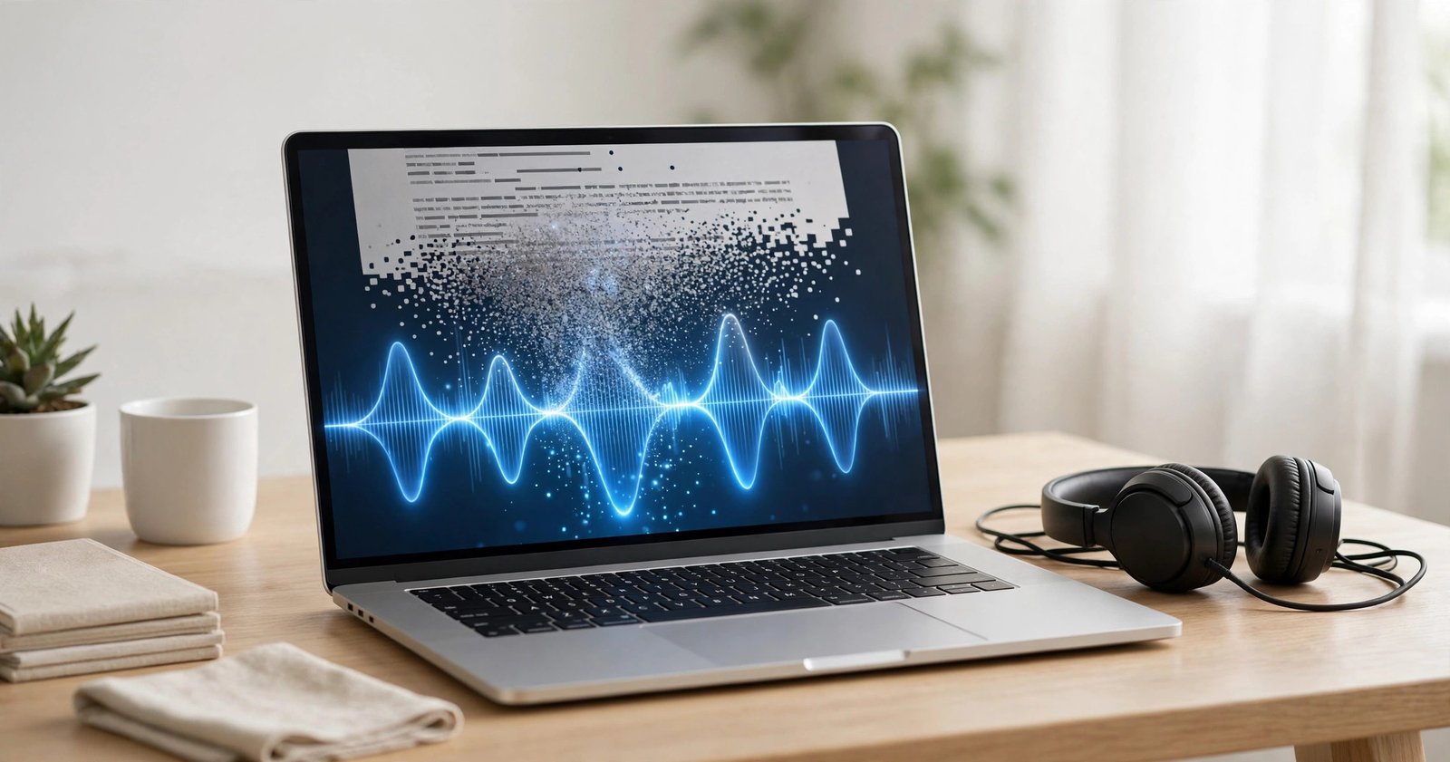 Turn text into audio free with an online tool on a laptop